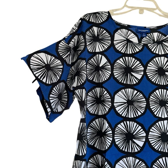 Marimekko for Target Blue Black Geometric Print Appelsini Top Women's Sz NWOT - Picture 2 of 8